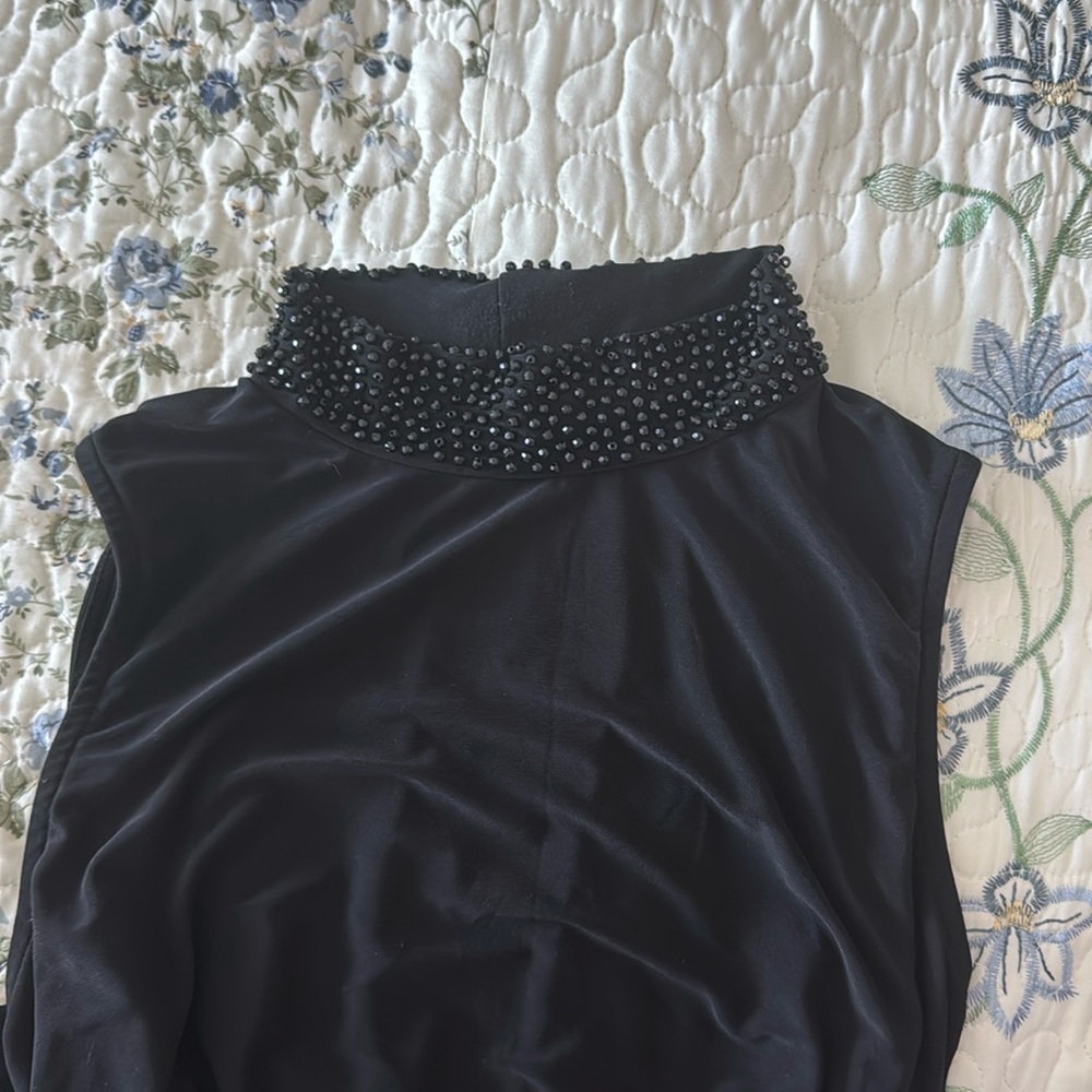 Annalee + Hope Black Sheath Mini Dress Mock Neck